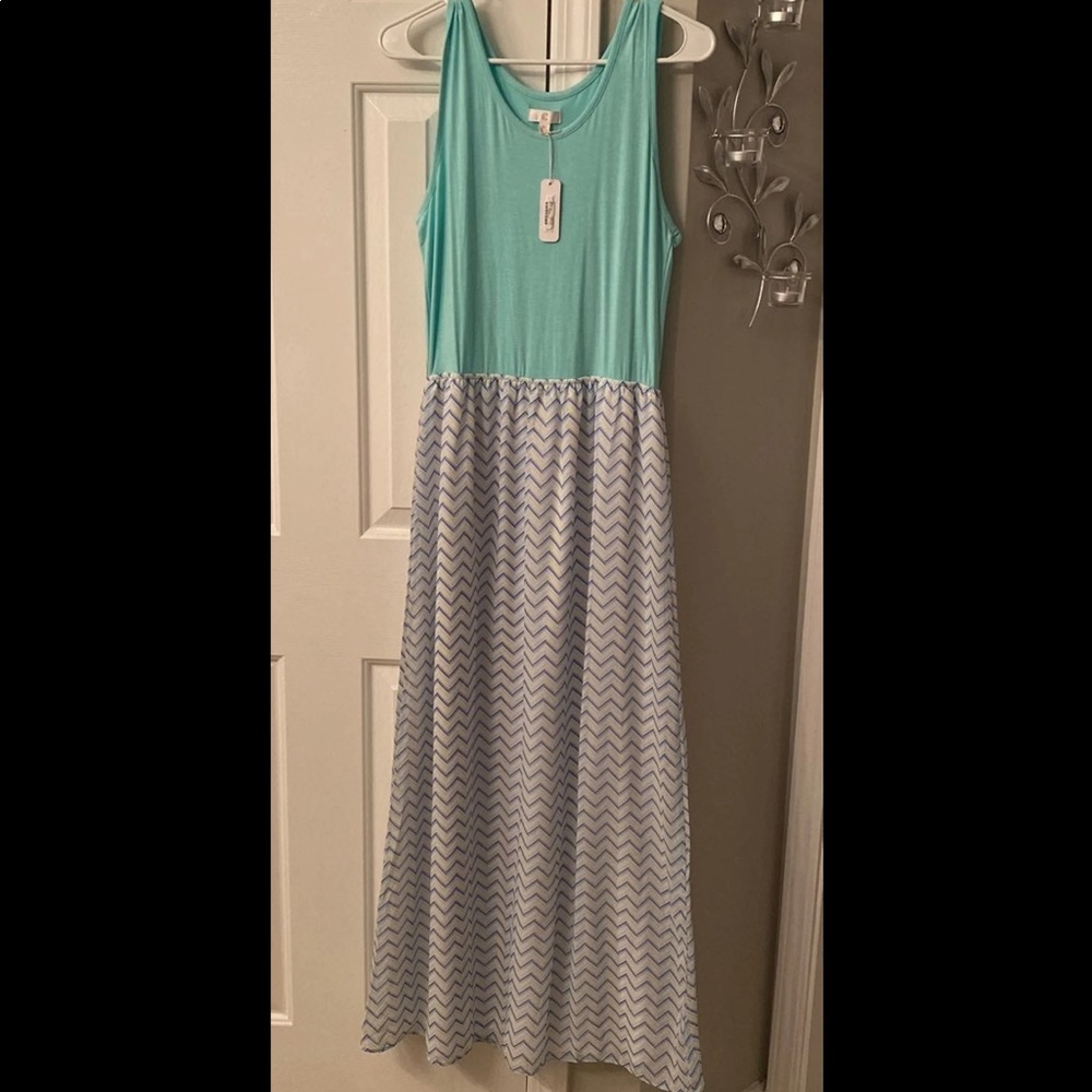 Charming Charlie Mint Chevron Maxi Dress.